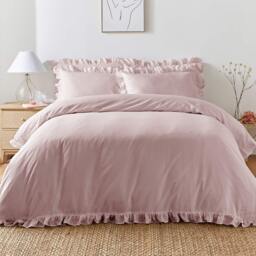 Romance Ruffle Cotton Bed Linen Set in Provence Lavender (King Set) - thumbnail 1