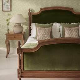 Love Story Olive Green Velvet Upholstered Finial Bed (Super King Size) - thumbnail 4
