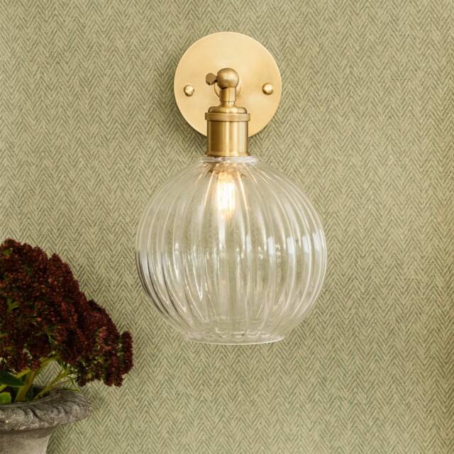 Henley Fluted Glass Globe Wall Light - image 1