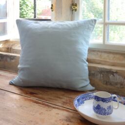 Mélange Linen Cushion in Nordic Sky Blue - thumbnail 2
