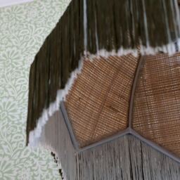 Fringed Rattan Pendant Light in Green - thumbnail 4