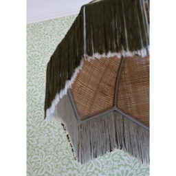 Fringed Rattan Pendant Light in Green - thumbnail 4