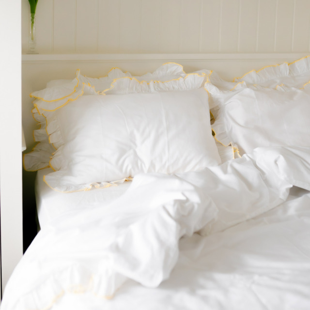 Provence Ruffle 400TC Bed Linen Full Set, in Butter Yellow (Superking Set) - image 1