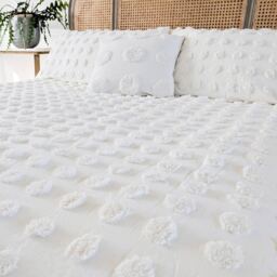 Haze Tufted 100% Cotton Duvet Cover Set in White (King Set) - thumbnail 4