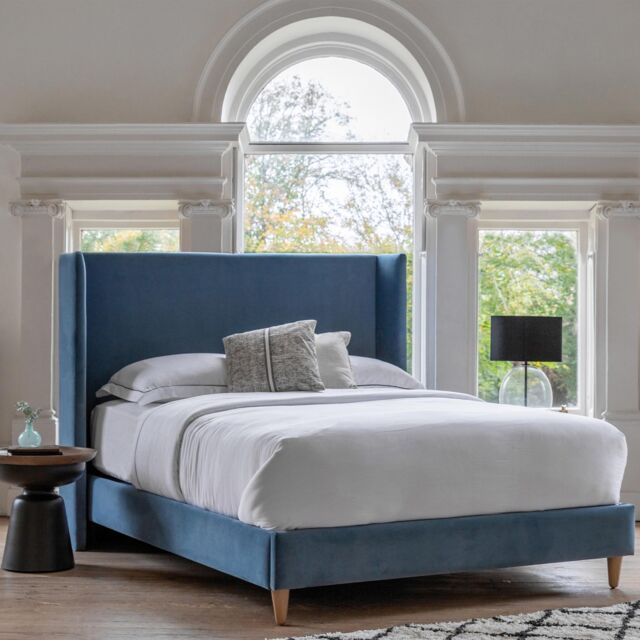 Marquess Blue Velvet Bed (King Size Bed)