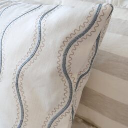 Embroidered Waves Blue Boudoir Cushion - thumbnail 2