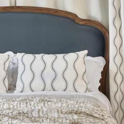 Embroidered Waves Blue Boudoir Cushion - thumbnail 4