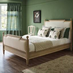 Gustavian Light Wood Upholstered Bed (King Size Bed)