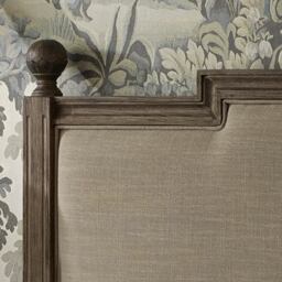 Gustavian Dark Wood Upholstered Bed with Low Footboard (Super King Size Bed) - thumbnail 2