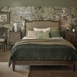 Gustavian Dark Wood Upholstered Bed with Low Footboard (Super King Size Bed) - thumbnail 4