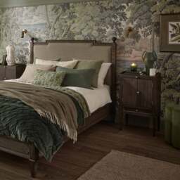 Gustavian Dark Wood Upholstered Bed with Low Footboard (Super King Size Bed) - thumbnail 3