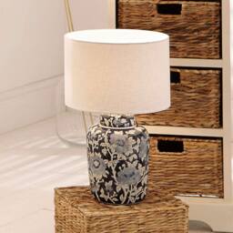 Fleur Blue Ceramic Table Lamp - thumbnail 5