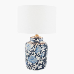 Fleur Blue Ceramic Table Lamp - thumbnail 2