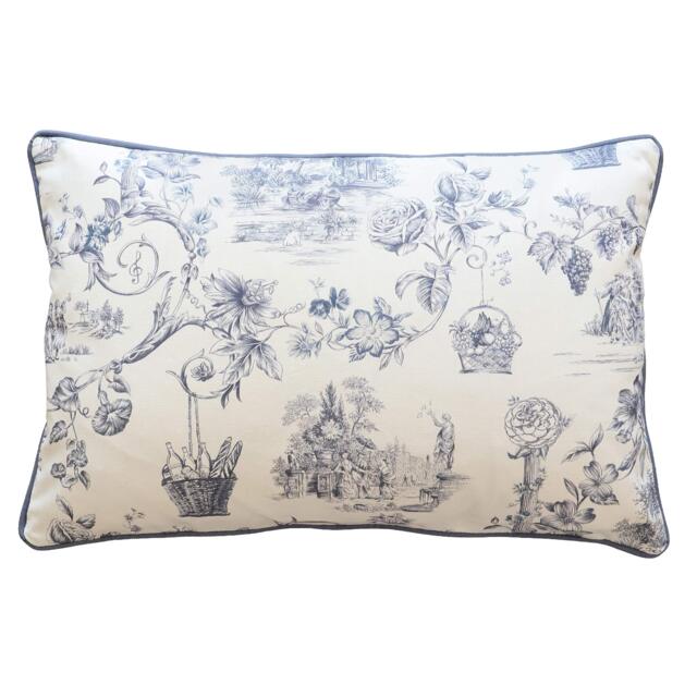French Toile Opera Blue Cushion - image 1