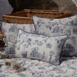French Toile Opera Blue Cushion - thumbnail 2
