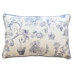 French Toile Opera Blue Cushion