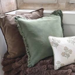Mélange Velvet Cushion in Chocolate - thumbnail 3