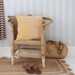 Mélange Velvet Cushion in Lemon Drop - thumbnail 3