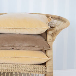 Mélange Velvet Cushion in Lemon Drop - thumbnail 4