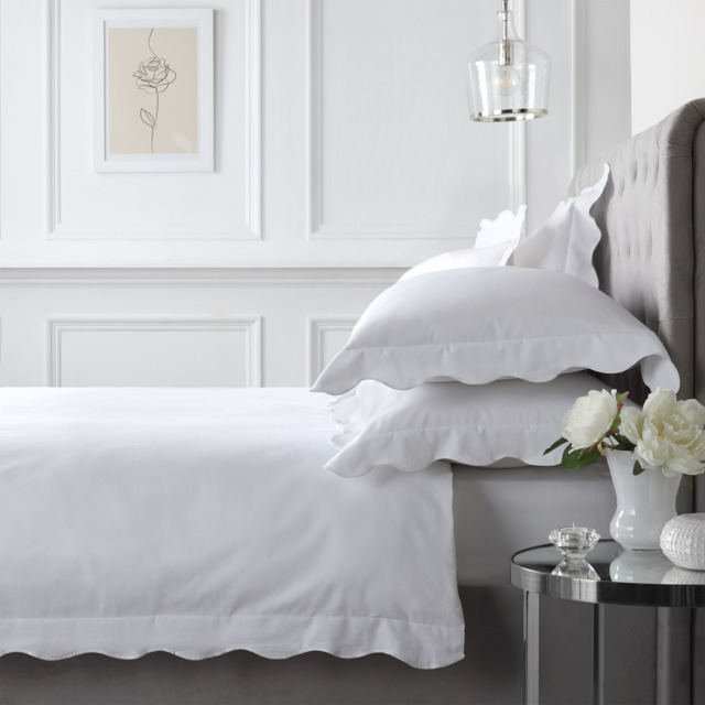 Scalloped White Bed Linen Set (King Set) - image 1