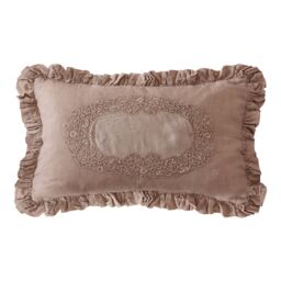Ruffled Linen and Lace Blush Cushion Cover - thumbnail 1