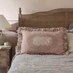 Ruffled Linen and Lace Blush Cushion Cover - thumbnail 3
