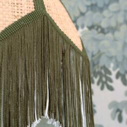 Fringed Rattan Wall Light in Green - thumbnail 4