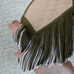 Fringed Rattan Wall Light in Green - thumbnail 3