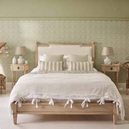 Gustavian Light Wood Upholstered Bed with Low Footboard (Large Emperor Bed) - thumbnail 3