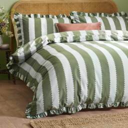 Birdie Stripe Bed Linen in Matcha & Mint (Double Set) - thumbnail 3