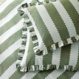 Birdie Stripe Bed Linen in Matcha & Mint (Double Set) - thumbnail 2