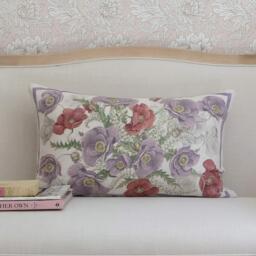 Fields of Poppies Linen Boudoir Cushion