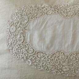 Ruffled Linen and Lace Nude Cushion Cover - thumbnail 5