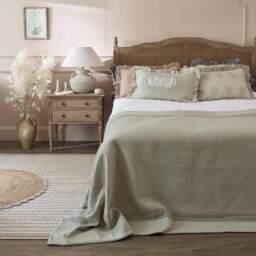 Ruffled Linen and Lace Nude Cushion Cover - thumbnail 3