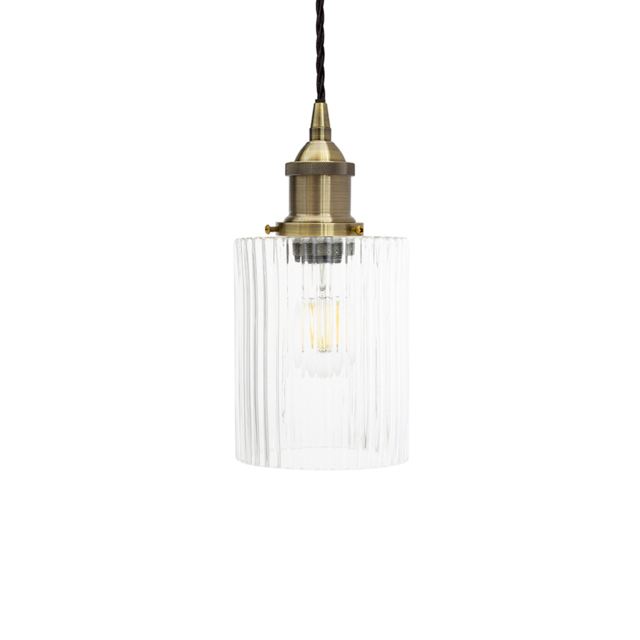 Henley Cylinde Petite Fluted Glass Pendant Light in Antique Brass - image 1