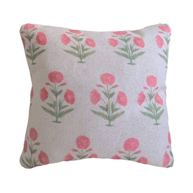 Handblock Poppy Cushion - image 1