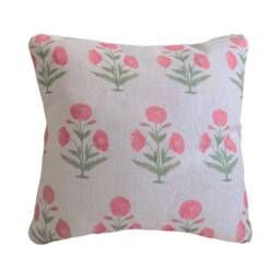 Handblock Poppy Cushion - thumbnail 1