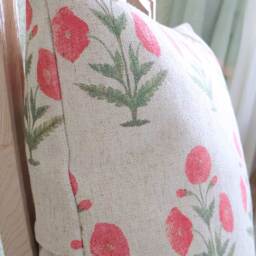 Handblock Poppy Cushion - thumbnail 5