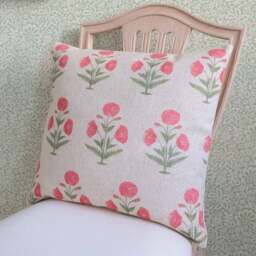Handblock Poppy Cushion - thumbnail 4