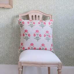 Handblock Poppy Cushion - thumbnail 2