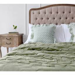 The Luxuriator Bedspread in Sage Green Velvet - thumbnail 3