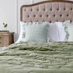 The Luxuriator Bedspread in Sage Green Velvet - thumbnail 3