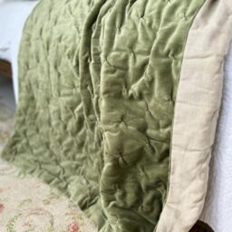 The Luxuriator Bedspread in Sage Green Velvet - thumbnail 4