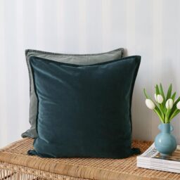 Mélange Velvet Cushion in Historic Blue - thumbnail 2