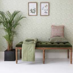 Love Story Olive Green Velvet Bench - thumbnail 1