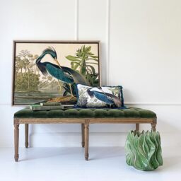 Love Story Olive Green Velvet Bench - thumbnail 4