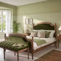 Love Story Olive Green Velvet Bench - thumbnail 2