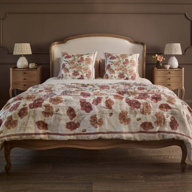 Fields of Poppies Linen Bedspread in Berry Red - image 1