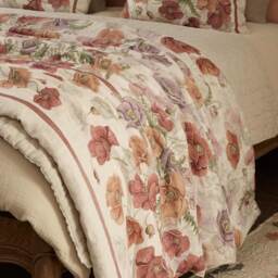 Fields of Poppies Linen Bedspread in Berry Red - thumbnail 2