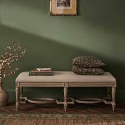 Douceur Carved Oak Bench - thumbnail 1